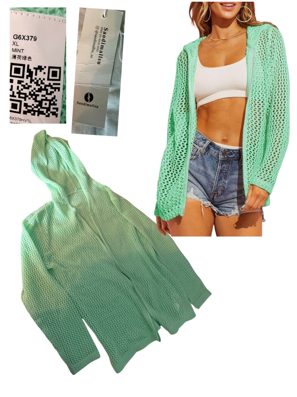 Amazon Mint Open-Knit Hooded Cardigan Sweater